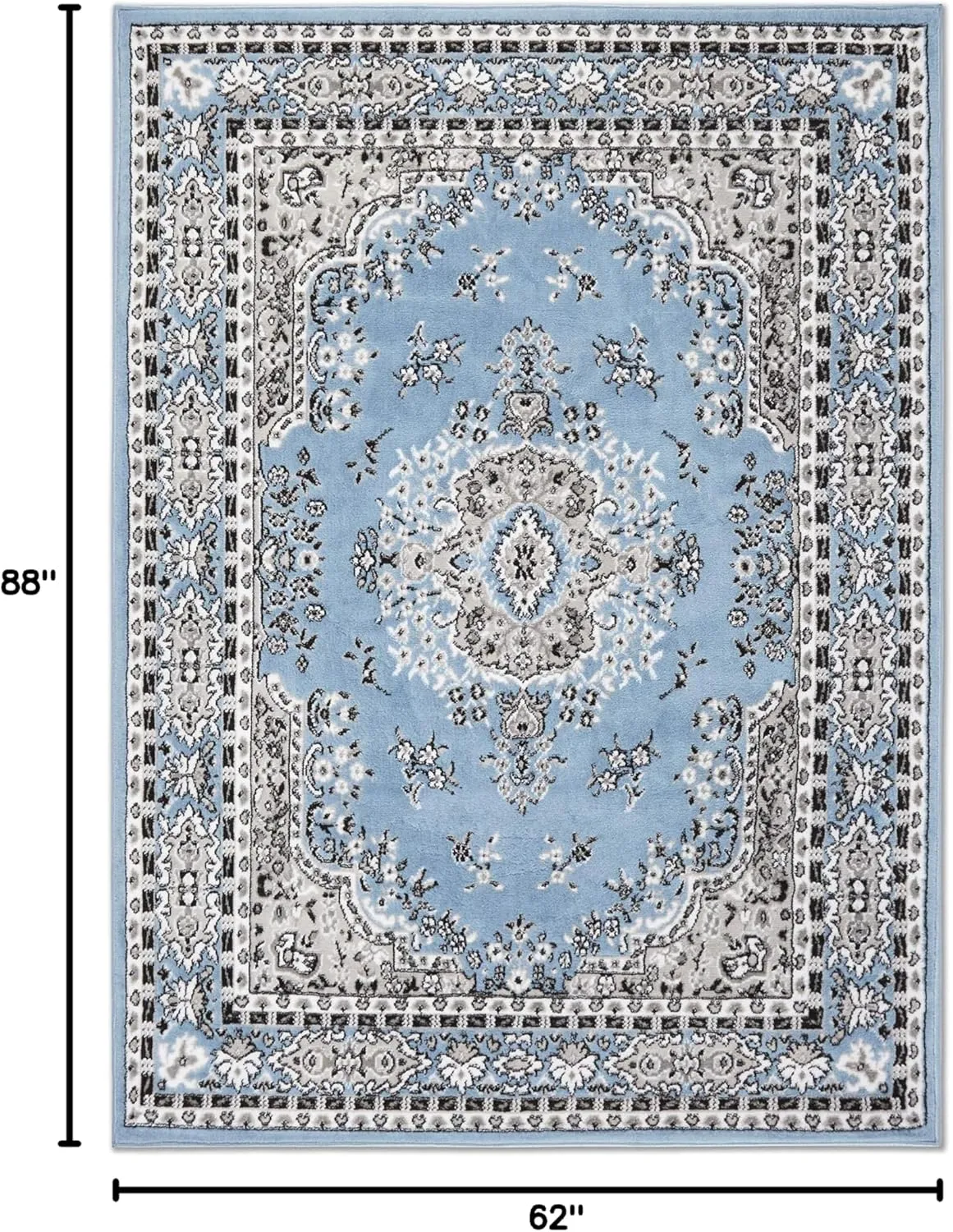 Home Dynamix Premium Sakarya Traditional Medallion Border Area Rug, Blue, (5'2"x7'4") Rectangle