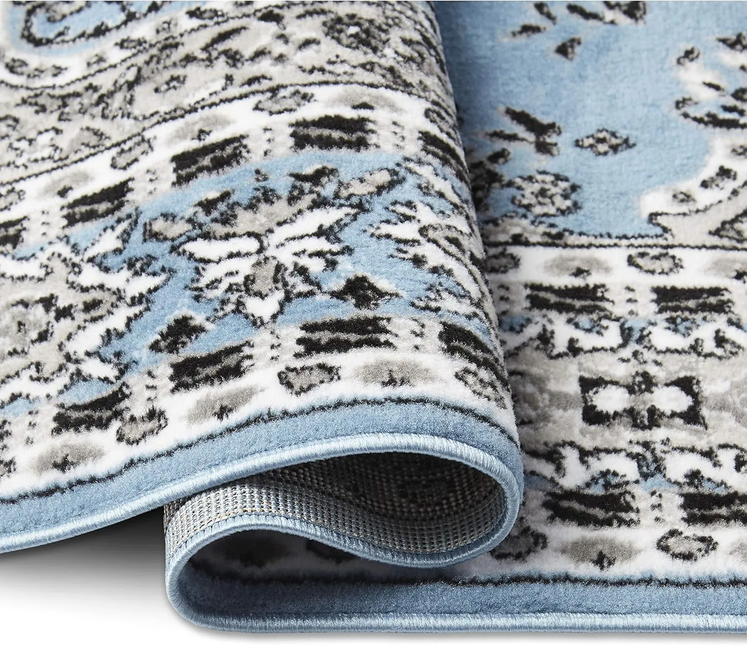 Home Dynamix Premium Sakarya Traditional Medallion Border Area Rug, Blue, (5'2"x7'4") Rectangle