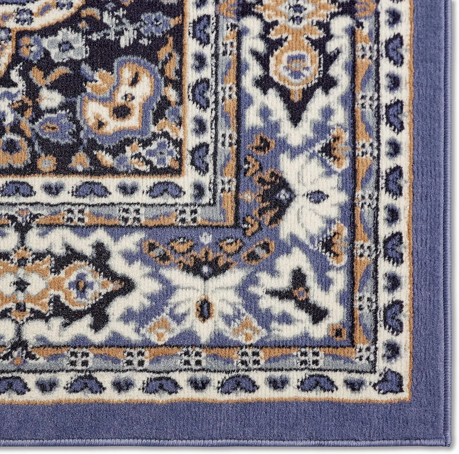 Home Dynamix Premium Sakarya Traditional Medallion Border Area Rug, Country Blue, 1'9"x7'2" Runner