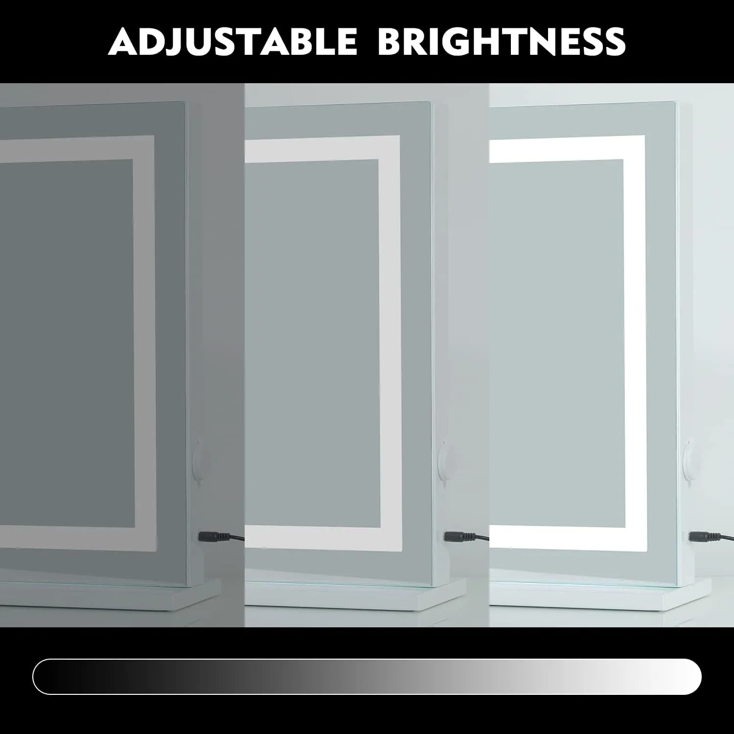 HOMPEN Vanity Mirror with Lights Lighted Makeup Mirror with Lights, Dimmable 3 Modes LED Light Strips Touch Control Light Up Mirror with USB Charging Port, White