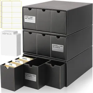 Homthy Trading Cardboard Storage Box 9 Pack with 50 Card Dividers, Card Storage Organizer with Labels Fit for MTG TCG and Sport Cards
