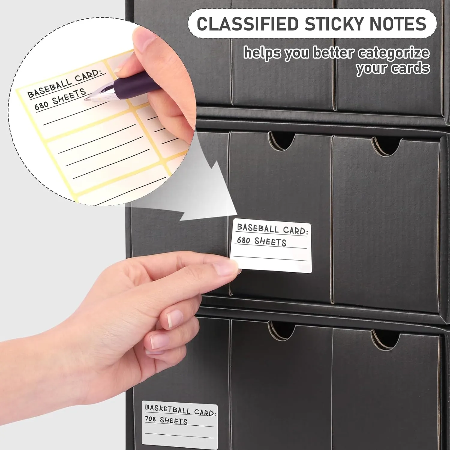 Homthy Trading Cardboard Storage Box 9 Pack with 50 Card Dividers, Card Storage Organizer with Labels Fit for MTG TCG and Sport Cards