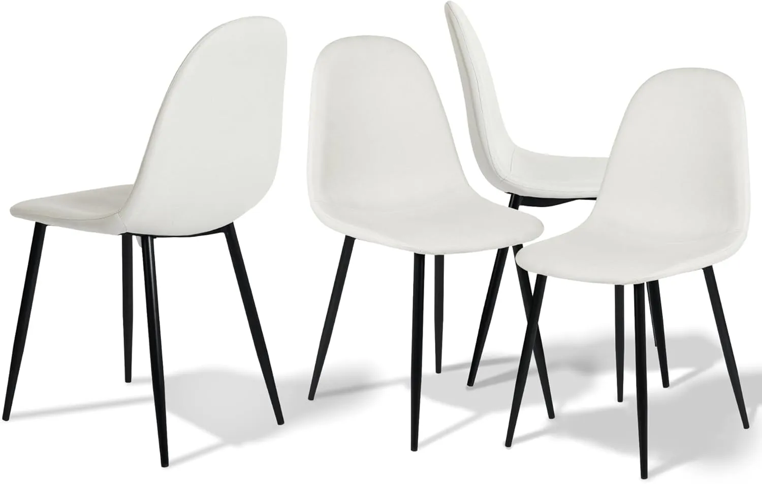 Homy Casa Mid-Century Modern Upholstered Dining Chairs Set, Kitchen Chairs with Metal Legs for Dining Room, Fabric Suede Seat Side Chair for Living Room (Beige, Set of 4)