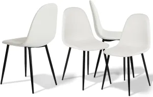 Homy Casa Mid-Century Modern Upholstered Dining Chairs Set, Kitchen Chairs with Metal Legs for Dining Room, Fabric Suede Seat Side Chair for Living Room (Beige, Set of 4)