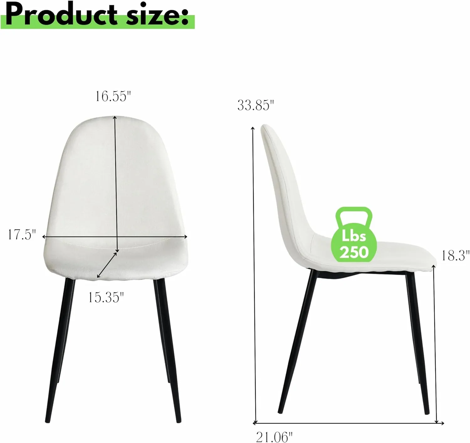 Homy Casa Mid-Century Modern Upholstered Dining Chairs Set, Kitchen Chairs with Metal Legs for Dining Room, Fabric Suede Seat Side Chair for Living Room (Beige, Set of 4)
