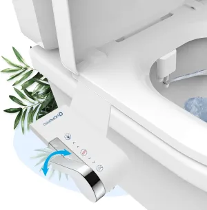 HOPOPRO Bidet Attachment for Toilet, Non-Electric Bidet Ultra-Slim Dual Nozzle (Feminine/Rear Wash), Fresh Cold Water Sprayer Bidets for Existing Toilets with Adjustable Pressure Control 1-Min Install