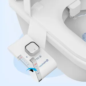 HOPOPRO Bidet with Single Finger Water Pressure Control, Self Cleaning Hygienic Dual Nozzle (Feminine/Rear Wash), Non-Electric Bidet Attachment for Toilet Seat, Easy DIY Install <5 Min -White