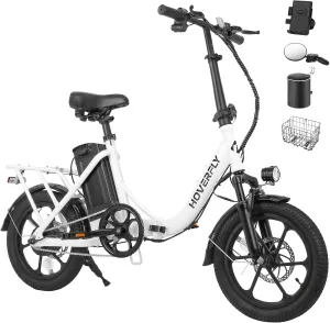 HOVERFLY H3 16" Electric Bike, Max 28Miles Range(Pedal-Assist) Folding E-Bike with Removable Battery, Front Suspension and Commuter Electric Bicycle Adults