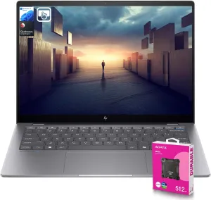 HP 2025 OmniBook X Copliot Next Gen AI Business Laptop, 14" 2.2K Touchscreen, 8 core Qualcomm Snapdragon X Plus X1P-42-100, 16GB RAM, 2TB SSD, Wi-Fi 6 Win11H, Bundle with ADATA 512GB External SSD