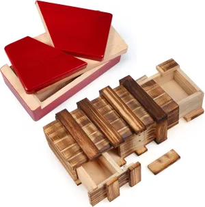 HyDren 2 Pcs Christmas Wooden Puzzle Box With Secret Compartment - 3D Brainteaser Lock Box, Wood Brain Teaser, Difficult Puzzle Gifts, Game