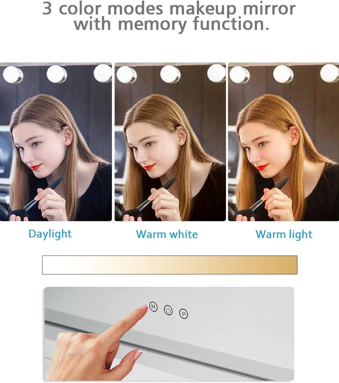 iCREAT Vanity Lighted Mirror, Hollywood Makeup Mirror with Lights,Large Vanity Mirror with Lights,17 Dimmable LED Bulbs, Touch Control,Mirror with USB Outlet, White(L23.6''×H20'')