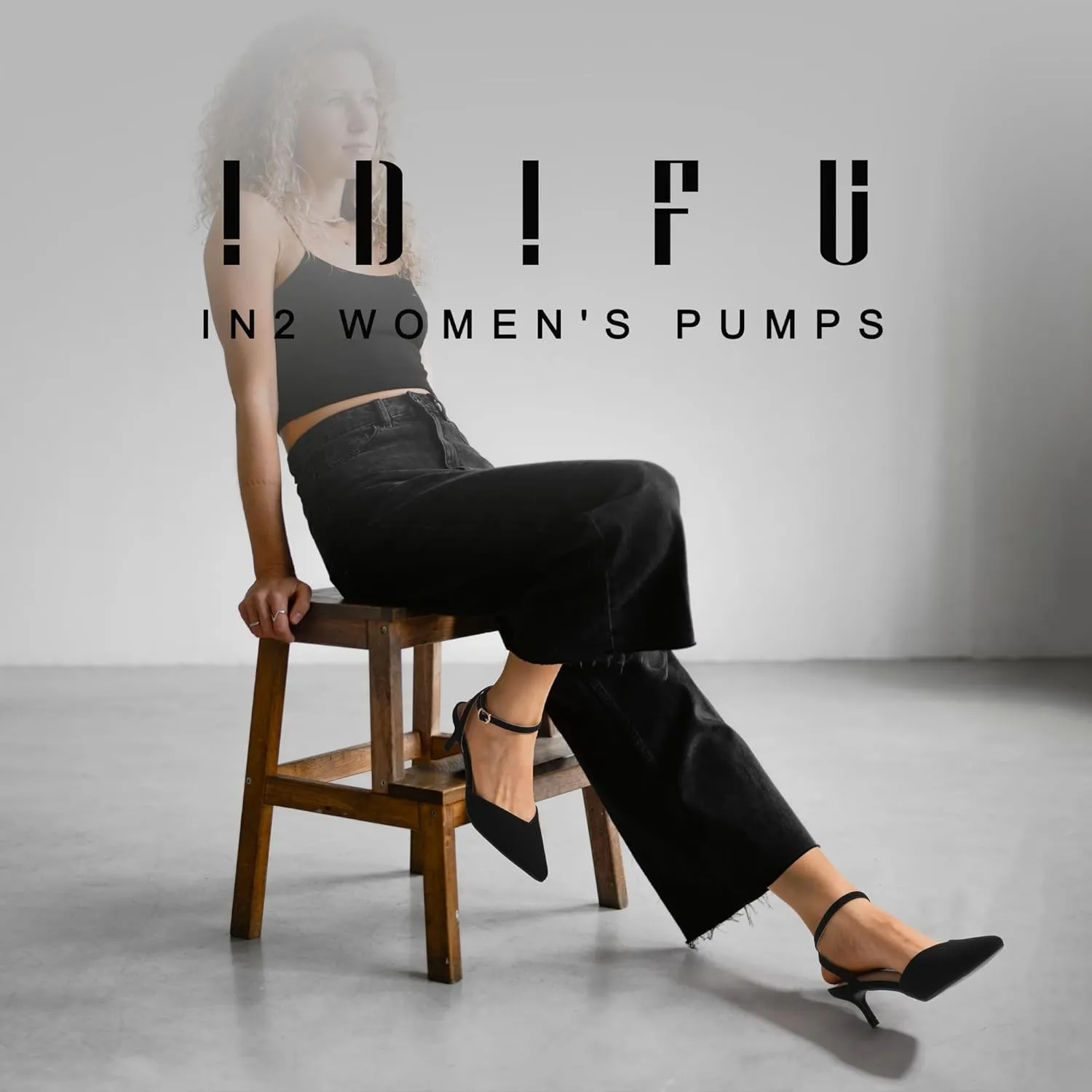 IDIFU IN2 Women's Pumps Closed Toe Kitten Heels Slingback Low Pointed Toe Short Ankle Strap Heels Wedding Bride Prom Bridal Work Dress Shoes for Women Comfortable Cute Trendy Pumps Shoes