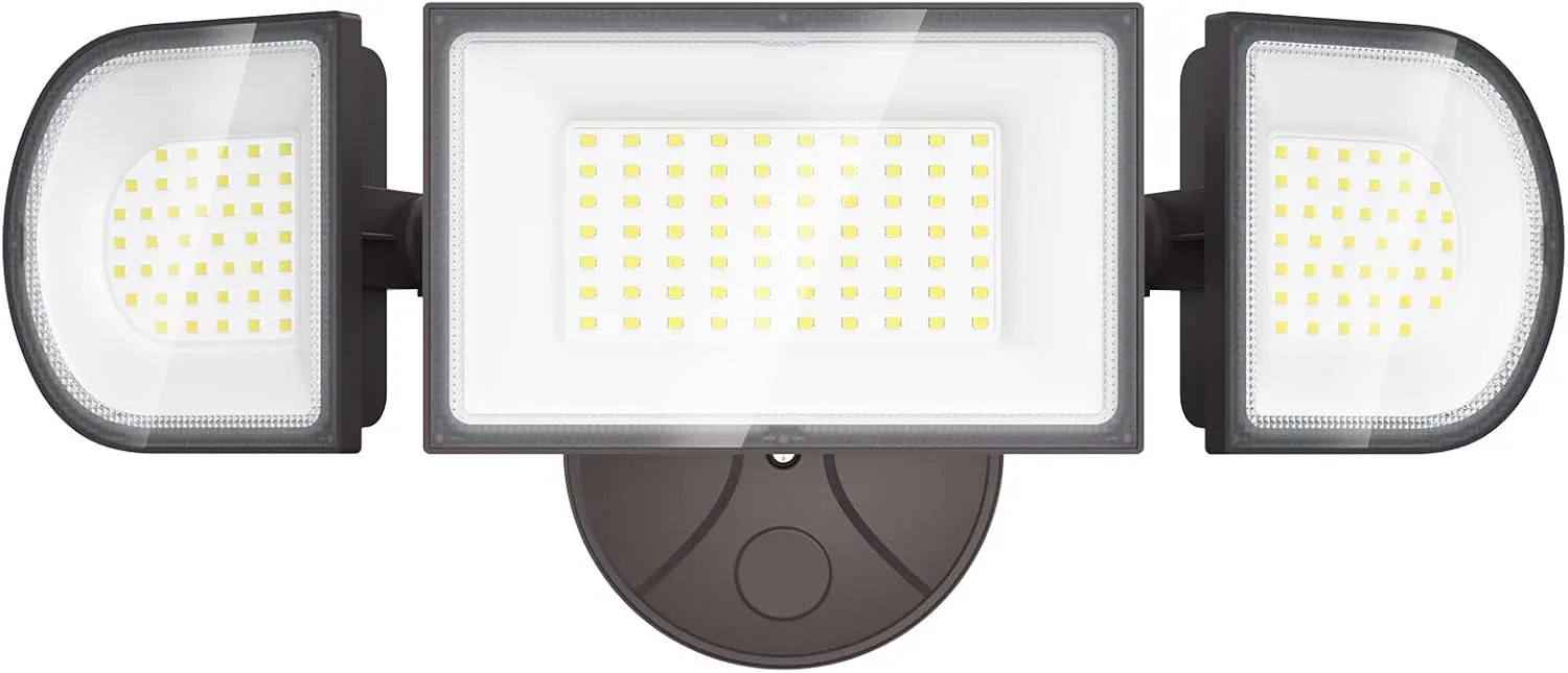 iMaihom 100W Flood Lights Outdoor, 9000LM Ultra Bright Security Lights, 3 Adjustable Heads Flood Lighting, IP65 Waterproof, 6500K Switch Controlled Floodlight for Yard Garage Court (Brown)