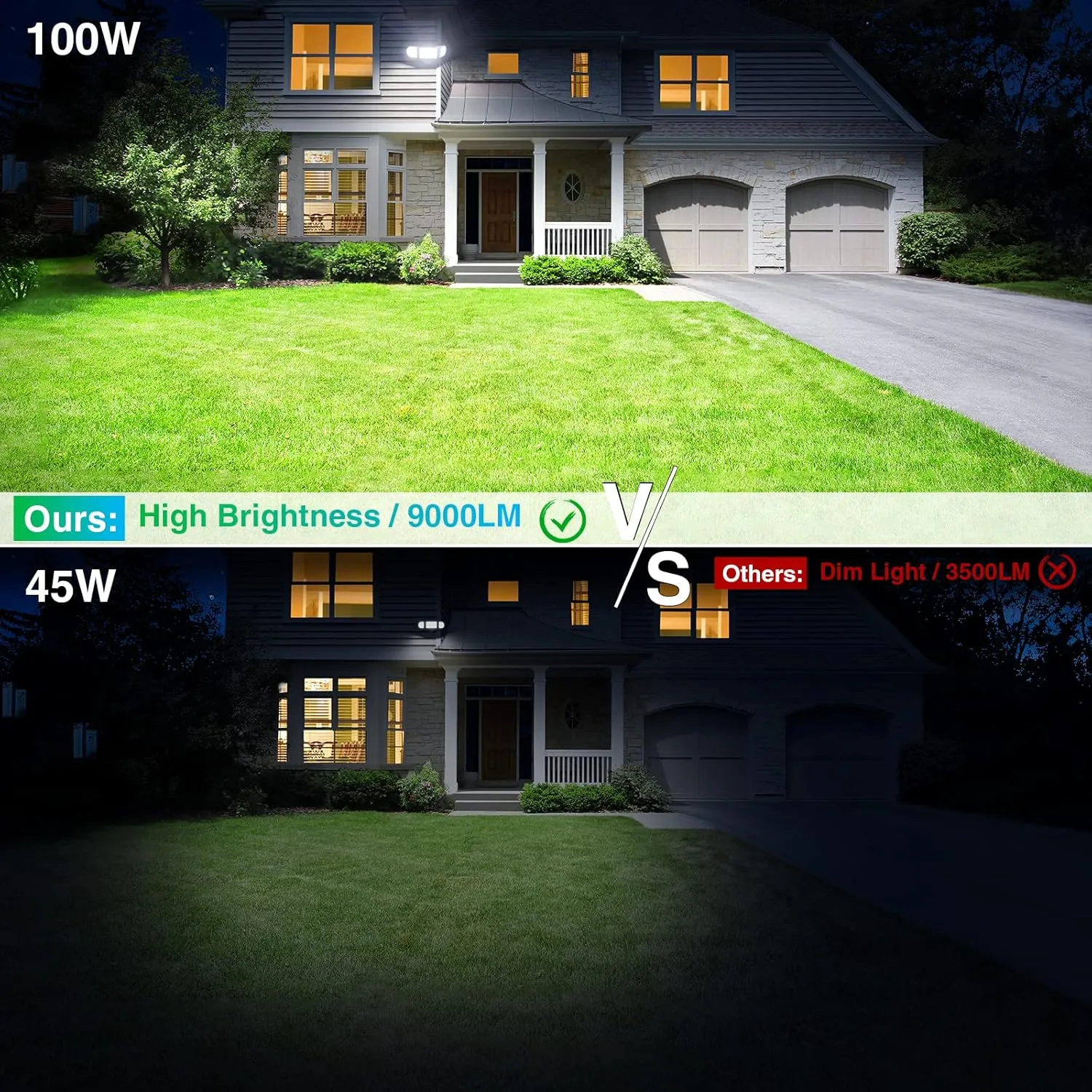 iMaihom 100W Flood Lights Outdoor, 9000LM Ultra Bright Security Lights, 3 Adjustable Heads Flood Lighting, IP65 Waterproof, 6500K Switch Controlled Floodlight for Yard Garage Court (White)