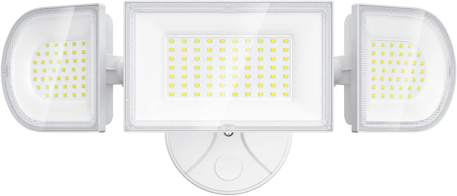 iMaihom 100W Flood Lights Outdoor, 9000LM Ultra Bright Security Lights, 3 Adjustable Heads Flood Lighting, IP65 Waterproof, 6500K Switch Controlled Floodlight for Yard Garage Court (White)