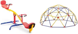 Indoor & Outdoor Playground Equipment Teeter Totters, 360 Spinning Seesaw, Swing Set for Children Exercises Age 3-12