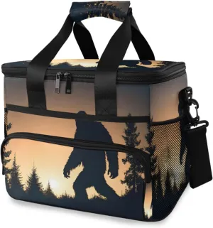 Insulated Cooler Bag 24 Cans Large Capacity Lunch Box-Sasquatch Shade Print Leak Proof with Shoulder Strap for Camping Picnic