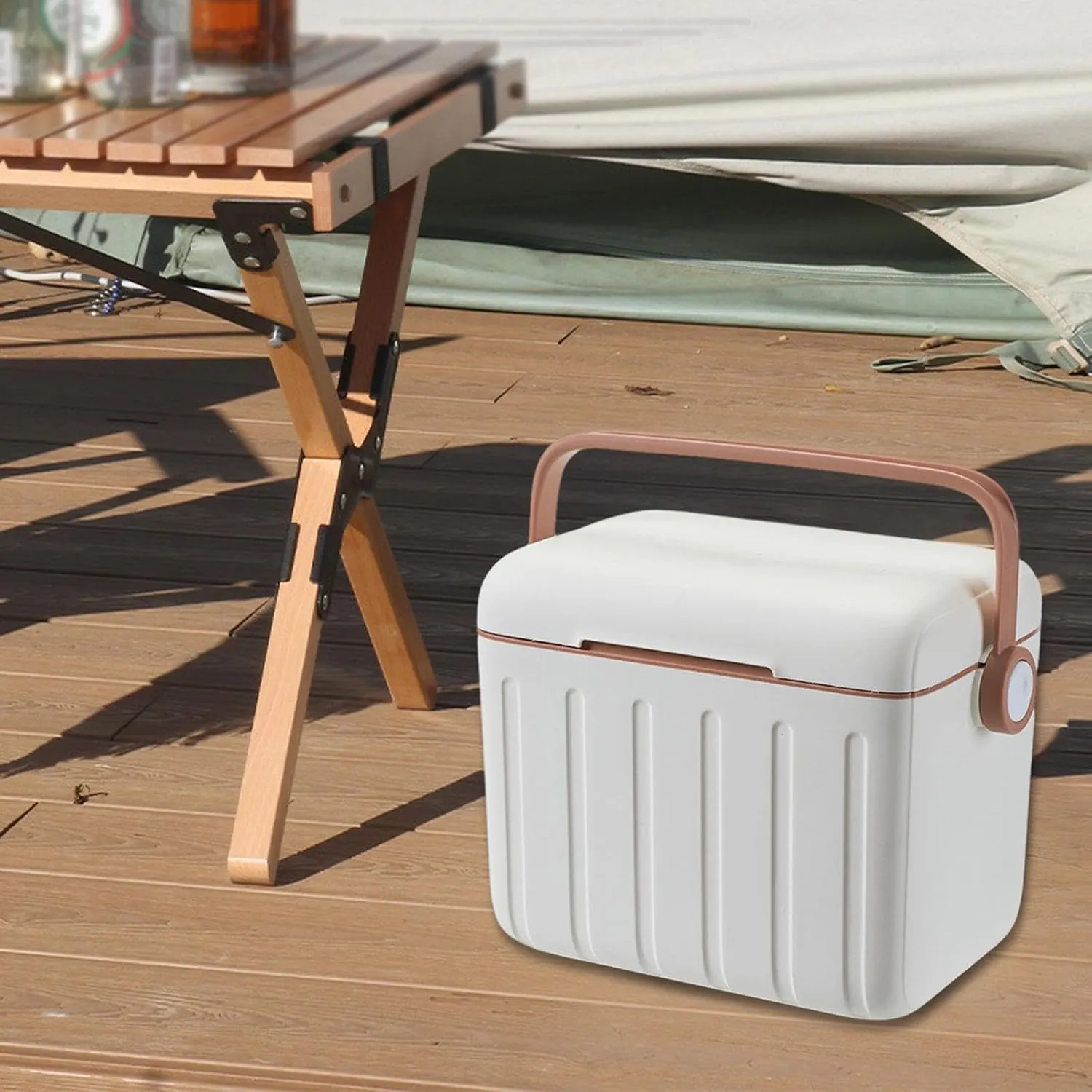 Insulated Cooler Box Cold/Heat Preservation Cooler with Handle Carrier Container Ice Box for Beach Indoor Outdoor Picnic BBQ