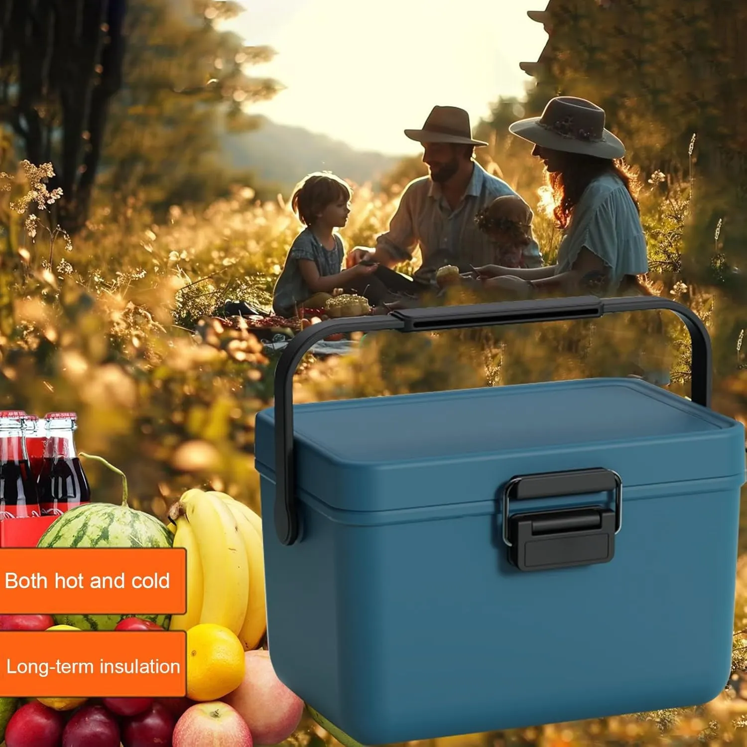 Insulated Mini Ice Chest with Portable Handles, 4qt Small Hard Cooler Lunch Box for Car Camping Picnic Beach Outdoor Cooler Refrigerated Box for Beach, Picnic, Camping, Boat