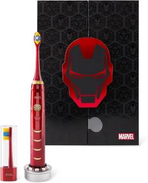 IRM-1 Iron Man Rechargeable Sonic Toothbrush, Marvel Electric Toothbrush for Adults, Soft Brushes for Adults with 2-Minute Timer, Replacement Heads & Charger Included