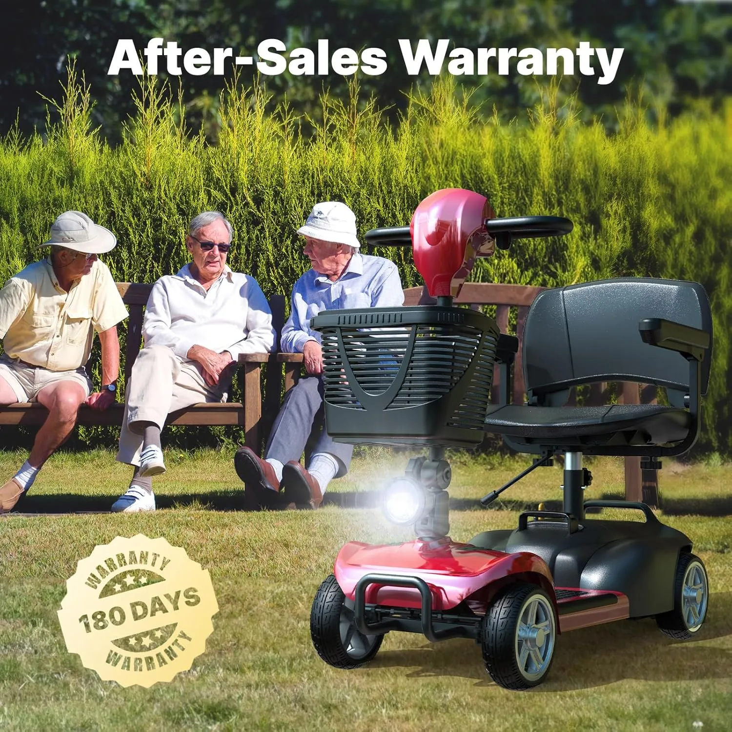 iScooter X-02 Mobility Scooter, 12-24 Miles Electric Wheelchair Device, 4 Wheel Foldable Mobility Scooter for Adults, with LED Headlight, Basket, Cup Holder, Reversing Bell, Lightweight and Convenient
