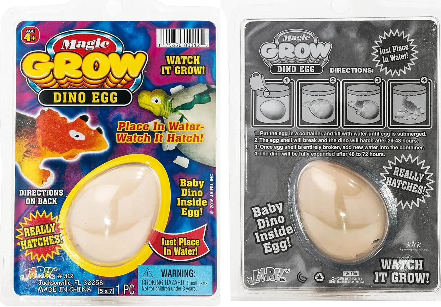 JA-RU Magic Grow Growing Dinosaur Toy (3 Eggs Assorted) Surprise Hatching Dino Eggs in Water for Kids. Jurassic Party Favors Easter Basket Stuffers Pinata Fillers. 312-3