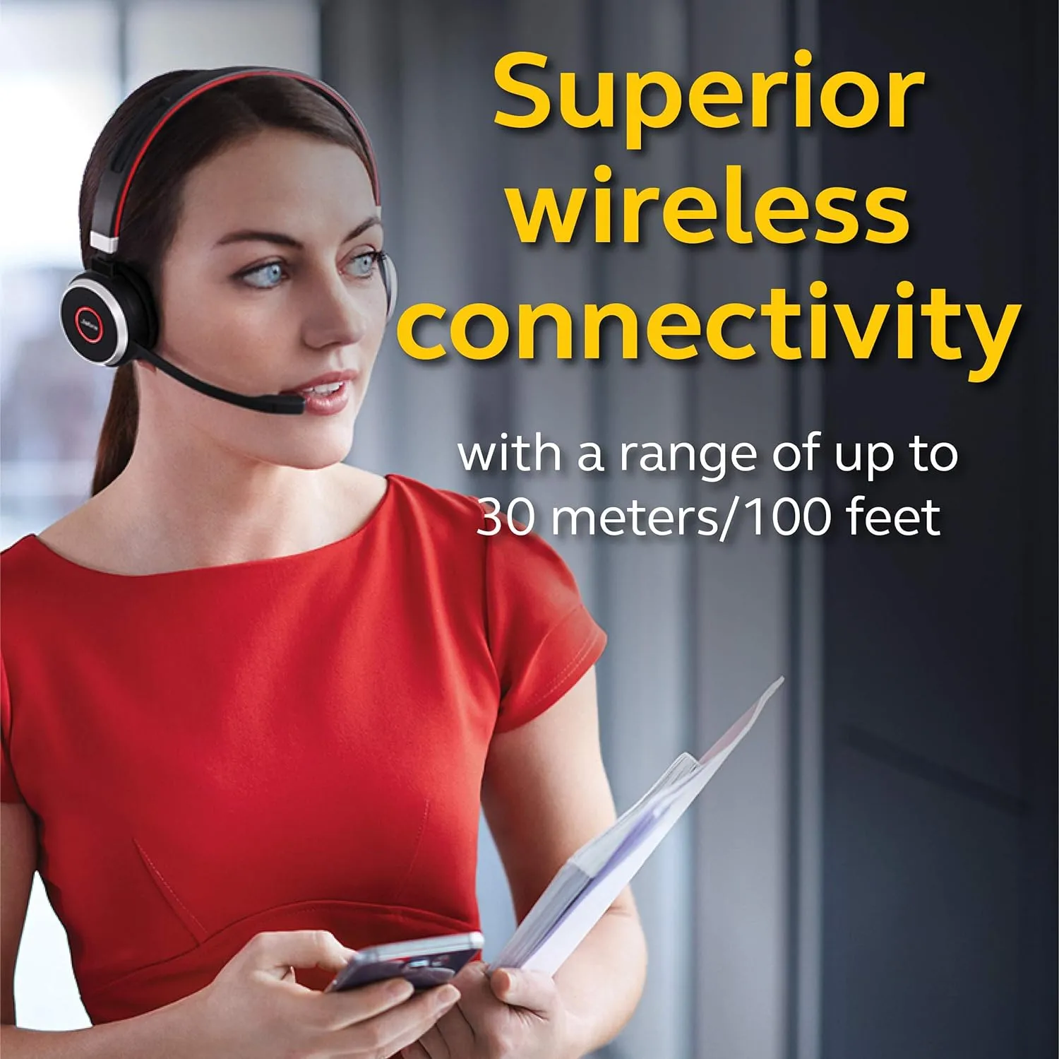 Jabra Evolve 65 UC Wireless Headset, Stereo – Includes Link 370 USB Adapter – Bluetooth Headset with Industry-Leading Wireless Performance, Passive Noise Cancellation, All Day Battery, Stereo Speaker