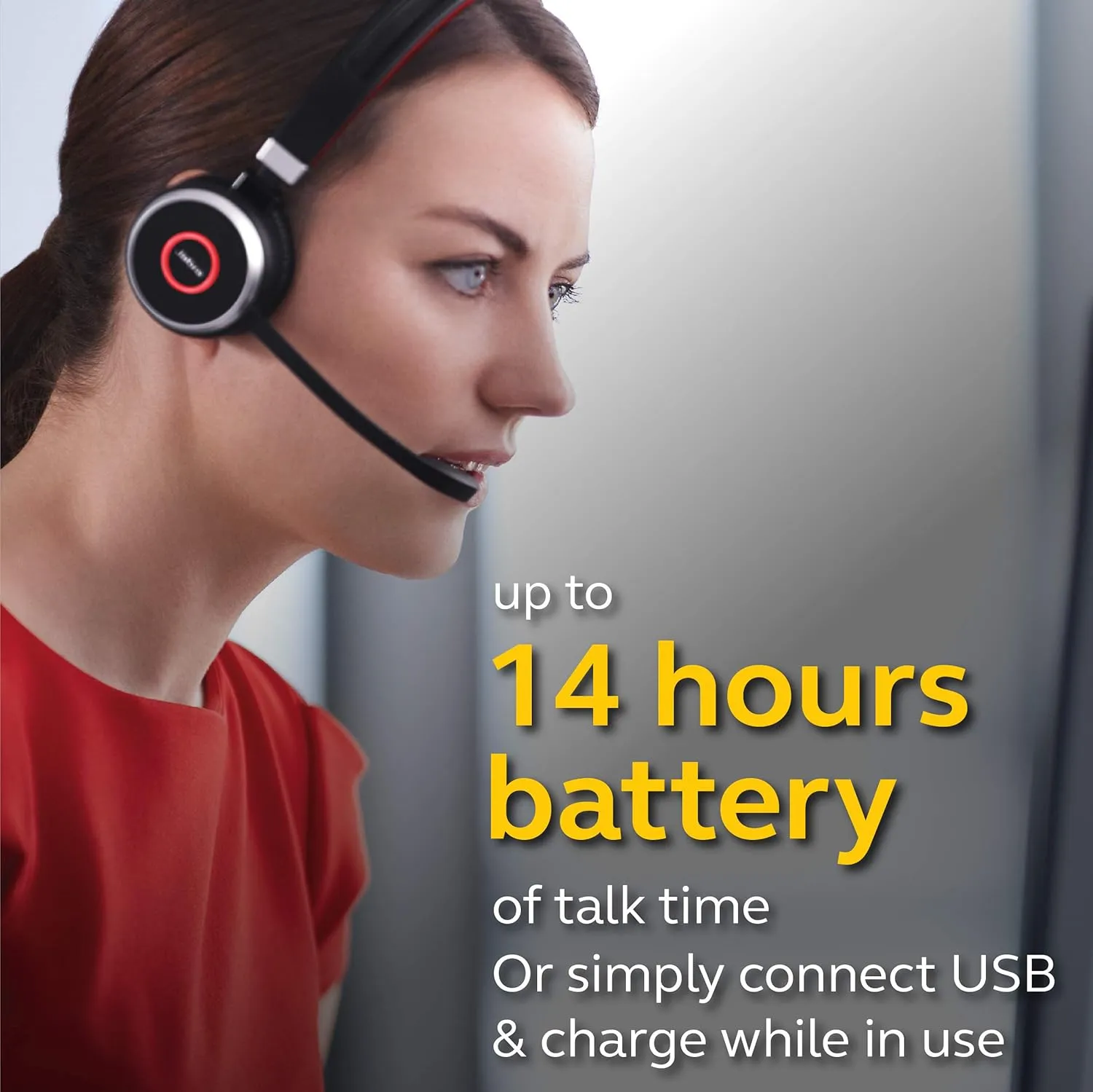 Jabra Evolve 65 UC Wireless Headset, Stereo – Includes Link 370 USB Adapter – Bluetooth Headset with Industry-Leading Wireless Performance, Passive Noise Cancellation, All Day Battery, Stereo Speaker