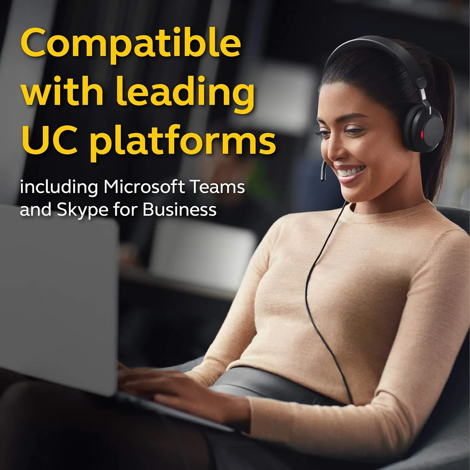 Jabra Evolve2 40 UC Wired Headphones, USB-C, Stereo, Black – Telework Headset for Calls and Music, Enhanced All-Day Comfort, Passive Noise Cancelling Headphones, UC-Optimized with USB-C Connection