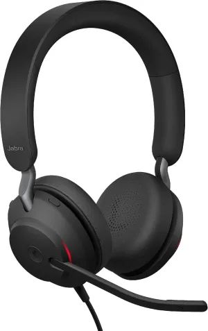 Jabra Evolve2 40 UC Wired Headphones, USB-C, Stereo, Black – Telework Headset for Calls and Music, Enhanced All-Day Comfort, Passive Noise Cancelling Headphones, UC-Optimized with USB-C Connection