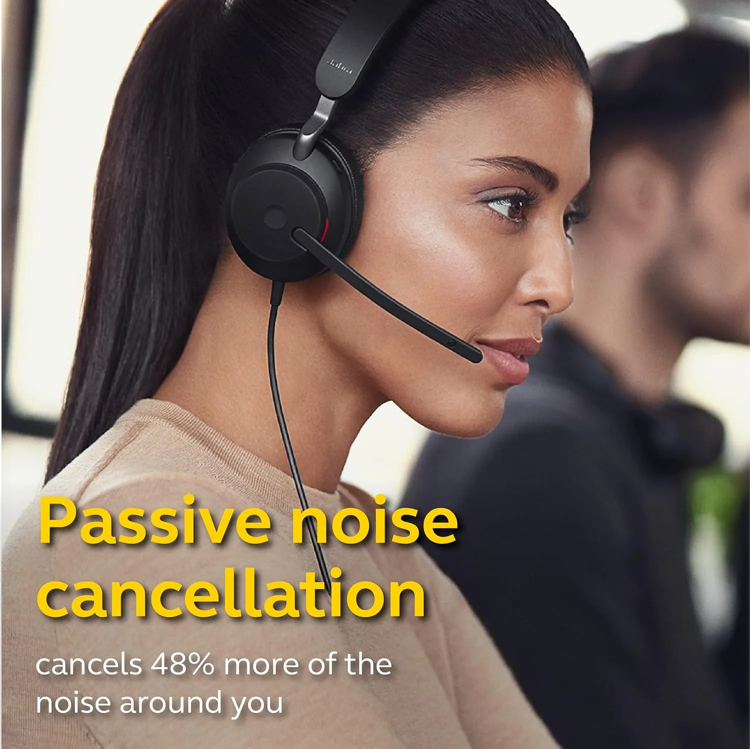 Jabra Evolve2 40 UC Wired Headphones, USB-C, Stereo, Black – Telework Headset for Calls and Music, Enhanced All-Day Comfort, Passive Noise Cancelling Headphones, UC-Optimized with USB-C Connection