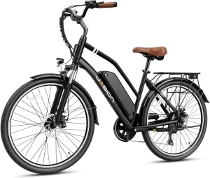 Jasion CB1 Electric Bike for Adults, 1000W Motor Peak Ebike, 450Wh Removeable Battery, 26'' City Cruiser Bicycle, 22 MPH Commuter Women Ebike, 7-Speed Gear