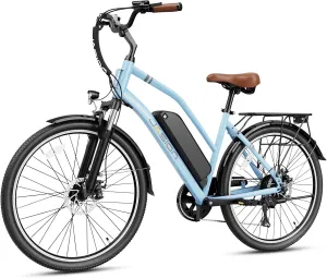 Jasion CB1 Electric Bike for Adults, 1000W Motor Peak Ebike, 450Wh Removeable Battery, 26'' City Cruiser Bicycle, 22 MPH Commuter Women Ebike, 7-Speed Gear