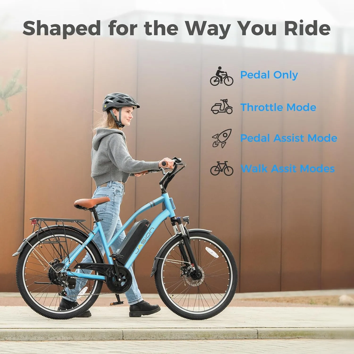 Jasion CB1 Electric Bike for Adults, 1000W Motor Peak Ebike, 450Wh Removeable Battery, 26'' City Cruiser Bicycle, 22 MPH Commuter Women Ebike, 7-Speed Gear