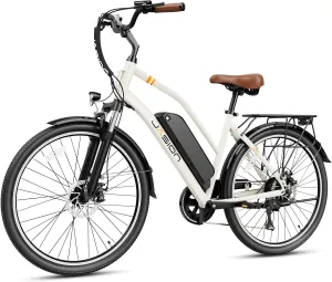 Jasion CB1 Electric Bike for Adults, 1000W Motor Peak Ebike, 450Wh Removeable Battery, 26'' City Cruiser Bicycle, 22 MPH Commuter Women Ebike, 7-Speed Gear