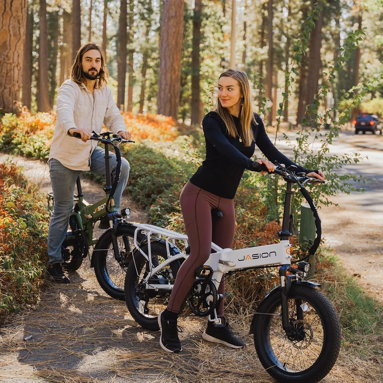 Jasion EB7 2.0 Electric Bike for Adults, 1200W Peak Motor 28MPH Max Speed Folding Ebike, 48V 10AH Removable Battery, 20" Fat Tire with Dual Suspension, 7-Speed Electric Bicycles, UL Certifiled