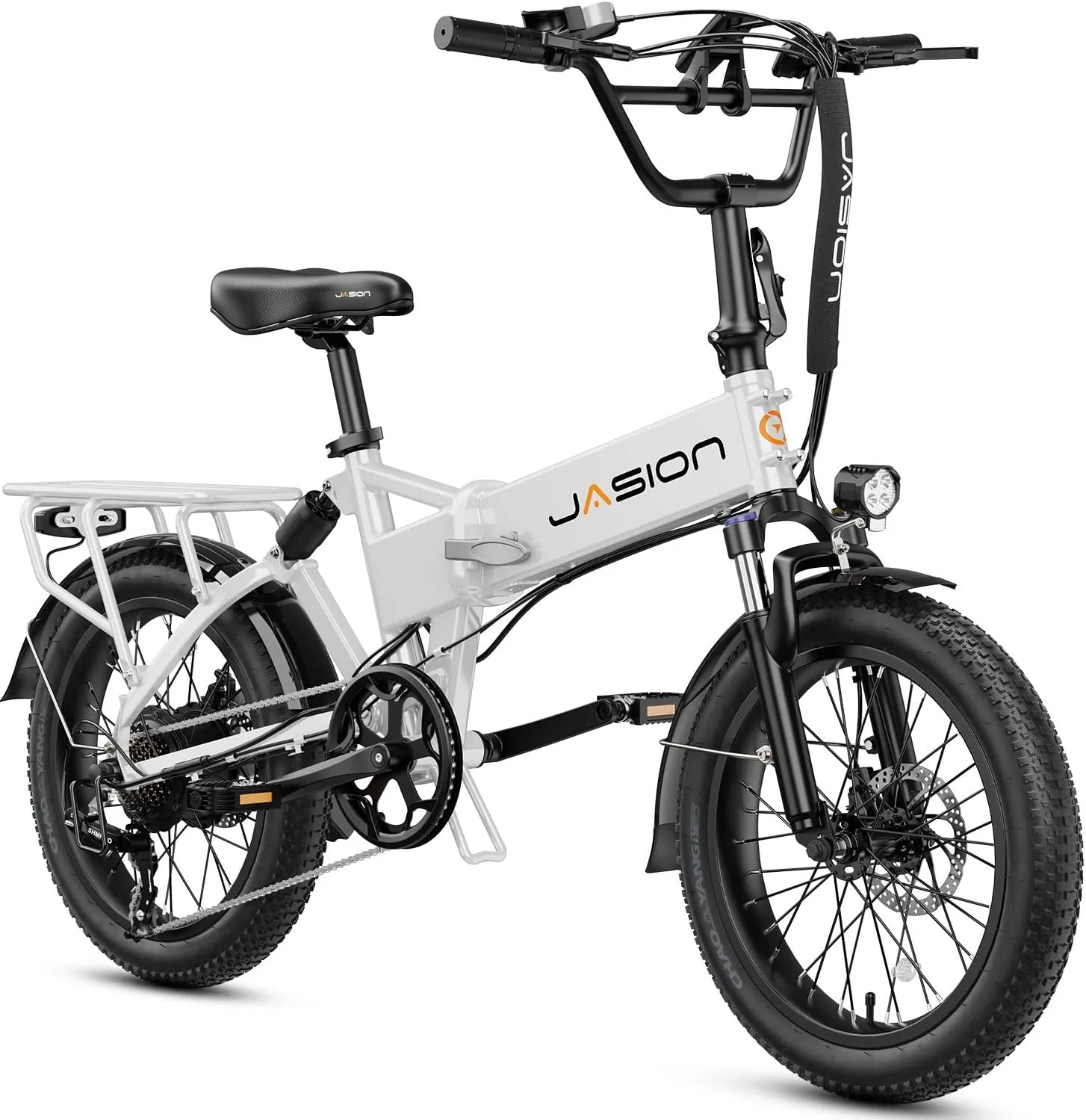Jasion EB7 2.0 Electric Bike for Adults, 1200W Peak Motor 28MPH Max Speed Folding Ebike, 48V 10AH Removable Battery, 20" Fat Tire with Dual Suspension, 7-Speed Electric Bicycles, UL Certifiled