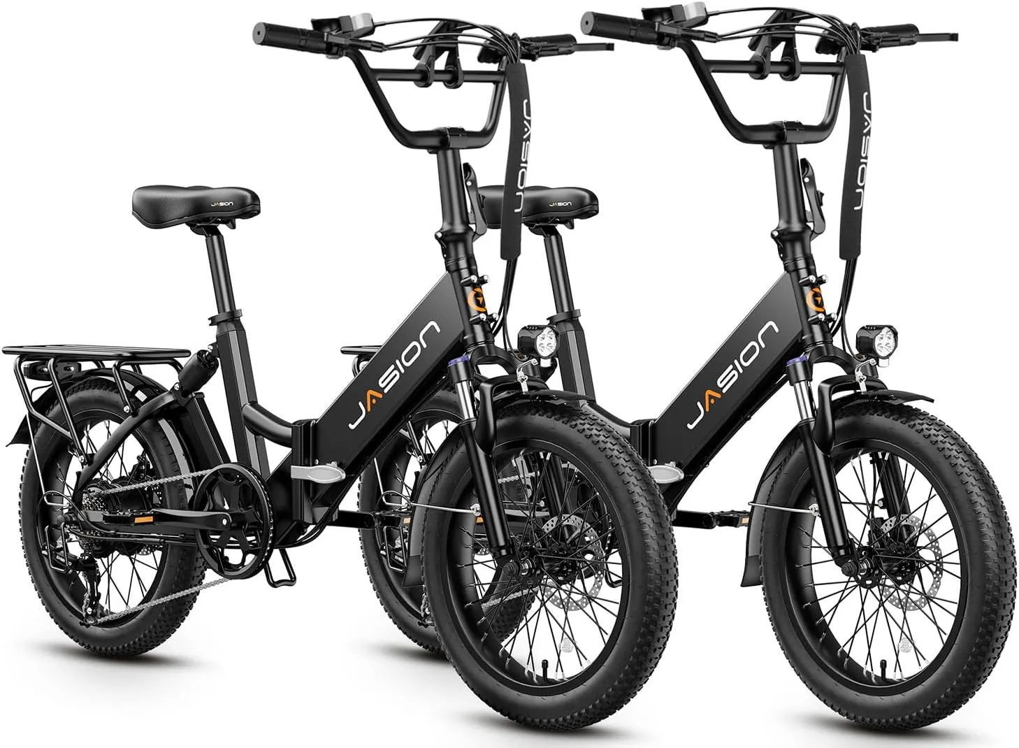 Jasion EB7 ST Electric Bike for Adults with 1200W Motor Peak, 480Wh Removable Battery 28MPH Max Speed & 55 Miles Range (PAS) [20" Fat Tire All-Terrain] Folding Step-Thru Ebike with Front Suspension,BW