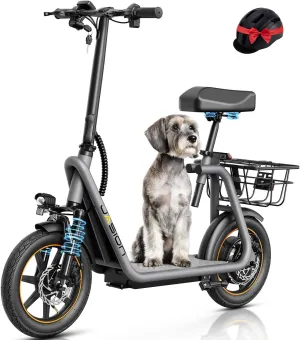 Jasion JS3/PRO Electric Scooter with Seat, 650/850W Peak Motor, 20/25Miles Ranges Scooters for Adults, 20/25MPH Max Speed, Foldable E-Scooter for Pets & Cargo, Dual Disc Brakes