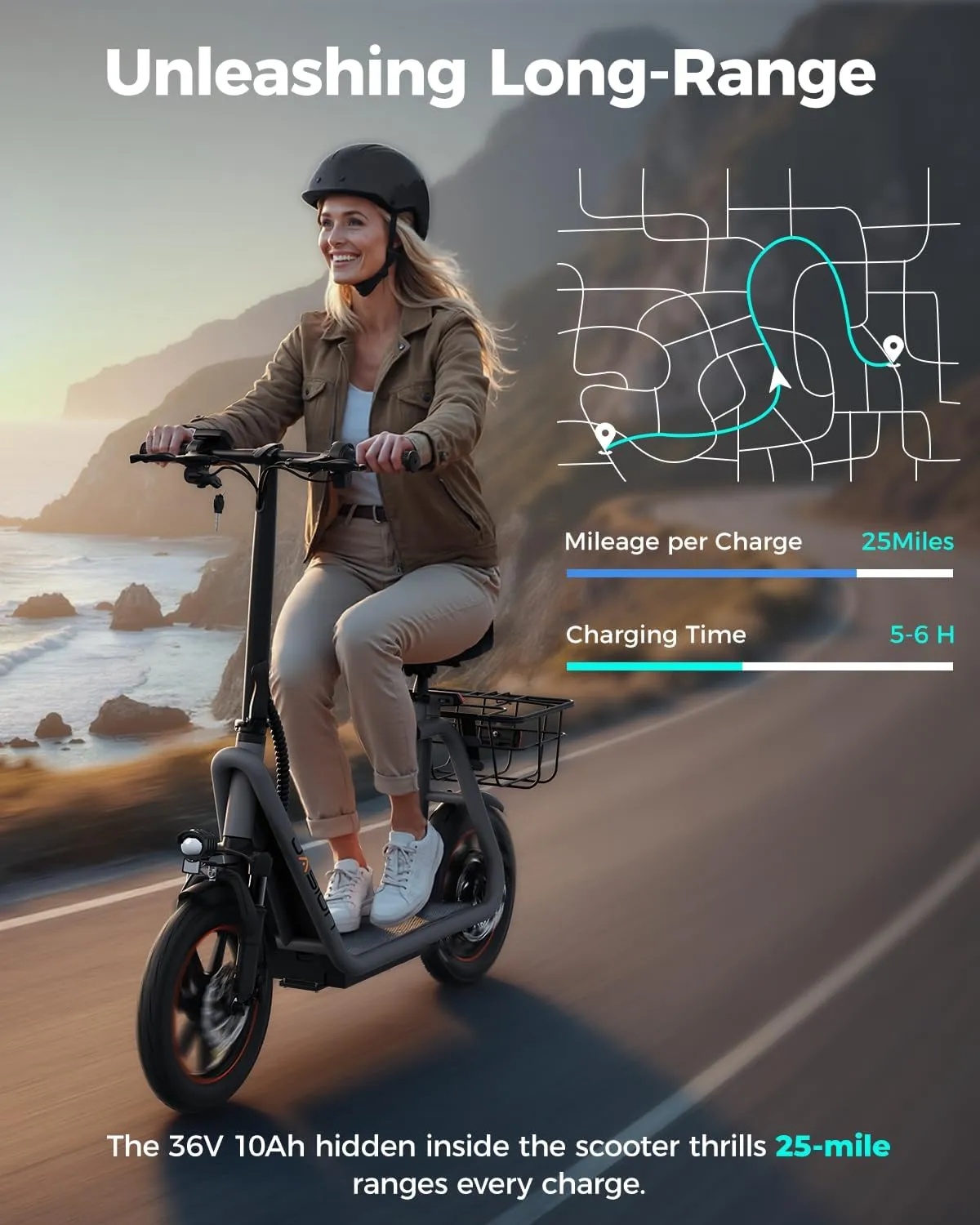 Jasion JS3/PRO Electric Scooter with Seat, 650/850W Peak Motor, 20/25Miles Ranges Scooters for Adults, 20/25MPH Max Speed, Foldable E-Scooter for Pets & Cargo, Dual Disc Brakes