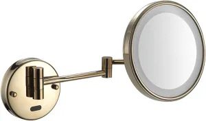 JCAKES Smart Sensor Makeup Mirror with Lights and 10X Magnification LED Wall Mounted Vanity Mirror Rotable Extendable Shaving Mirror Black Plug in (Color : Gold, S (Color : Gold, Size : Hardwired)