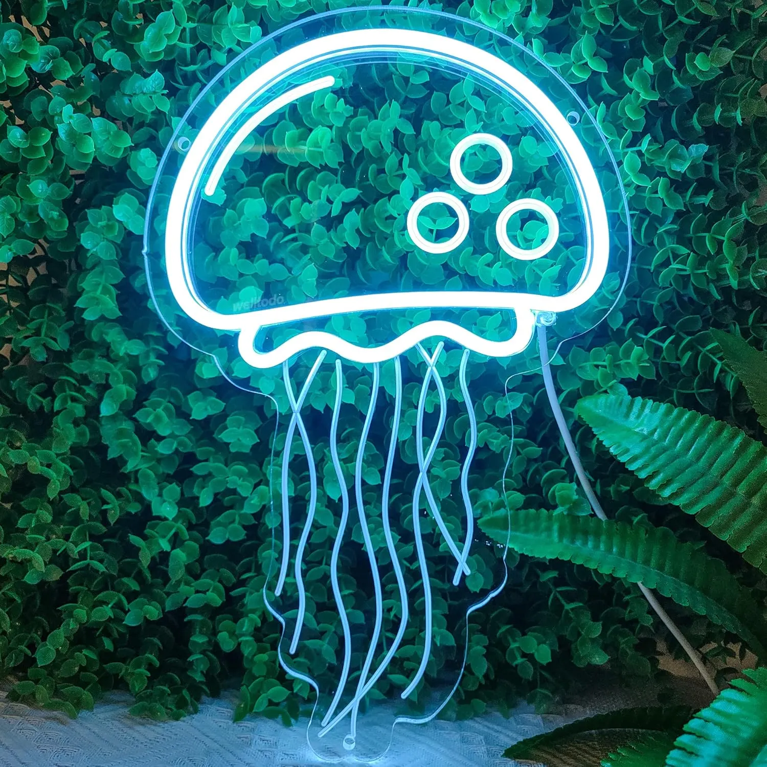 Jellyfish Neon Signs,Cool Ice Blue Neon Sign for Wall Décor, LED Neon Light Sign for Girls Bedroom Ocean Display Room,Kids Birthday Gift, Wedding Party, Holiday Decoration Powered by USB