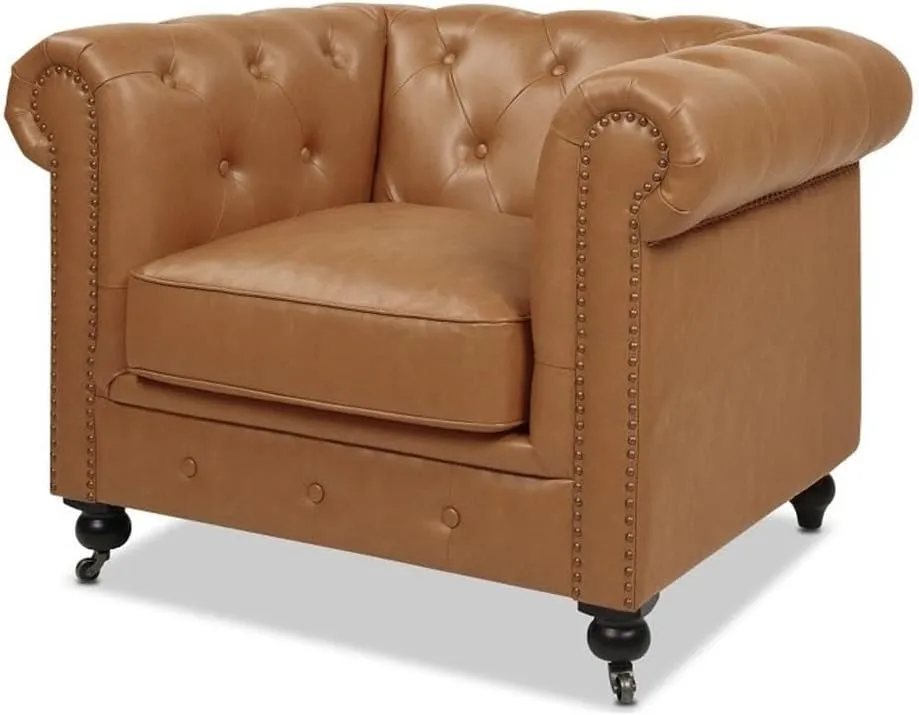 Jennifer Taylor Home AU023-1-64020 Arm Chair, Caramel Tan Brown
