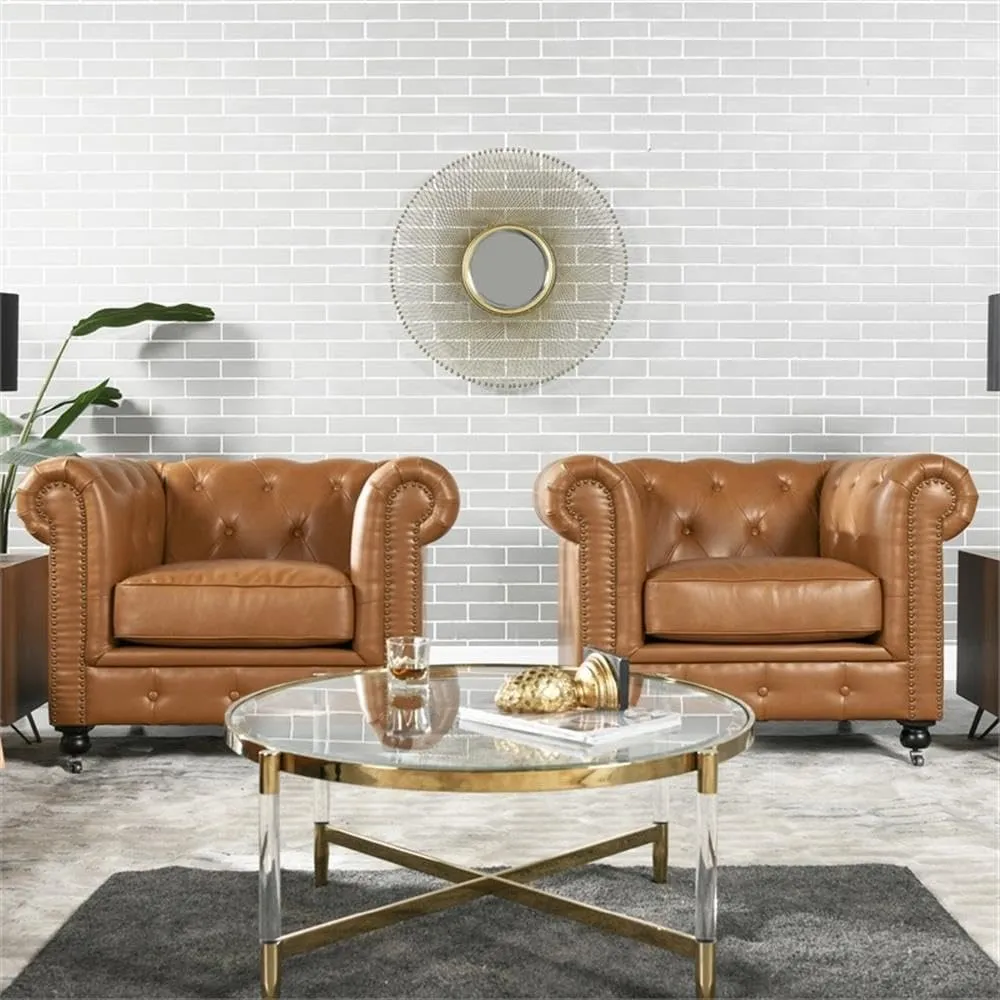 Jennifer Taylor Home AU023-1-64020 Arm Chair, Caramel Tan Brown
