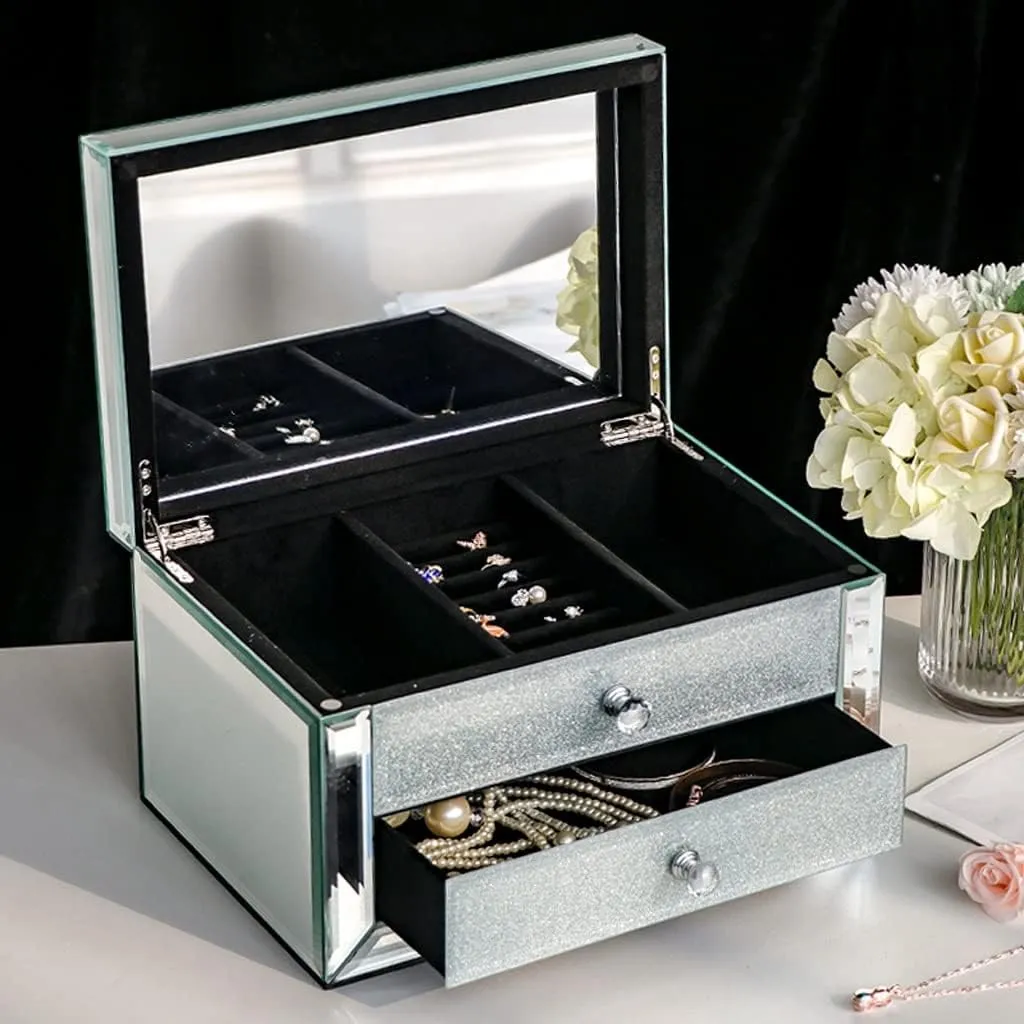 Jewellery Storage Jewelry Box 2 Layer Jewelry Organizer With Drawers, Elegant Large Jewelry Boxes For Women Girls Gift, Jewlery Storage Case Jewellery Display Box