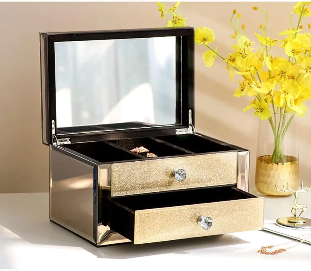 Jewellery Storage Jewelry Box 2 Layer Jewelry Organizer With Drawers, Elegant Large Jewelry Boxes For Women Girls Gift, Jewlery Storage Case Jewellery Display Box