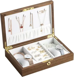 Jewelry Box Large Wooden Jewelry Box Velvet Necklace Ring Earring Watch Organizer Jewellery Storage Case