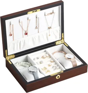 Jewelry Box Large Wooden Jewelry Box Velvet Necklace Ring Earring Watch Organizer Jewellery Storage Case