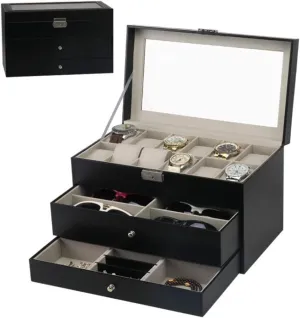 Jewelry Display Box Watch Case Jewelry Box Watch Jewelry Box Multi-Layer Glasses Watch Jewelry Storage Box Large Capacity Desktop Display Box Watch Storage Box Jewelry Display Box