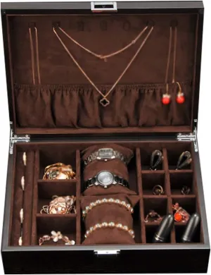 Jewelry Organizer Box Portable Jewelry Display Box Multi-Function Large-Capacity Accessory Holder Accessories Not Included Watch Cabinets (Color : Brown, Size : 29.5228.5cm)